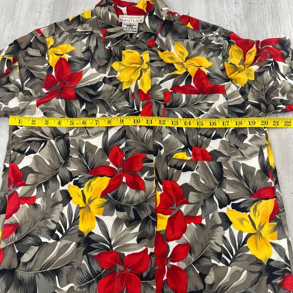 Rena Rowan Saville Short Sleeve Tropical Floral Summer Button Down Shirt 8 - Picture 8 of 9